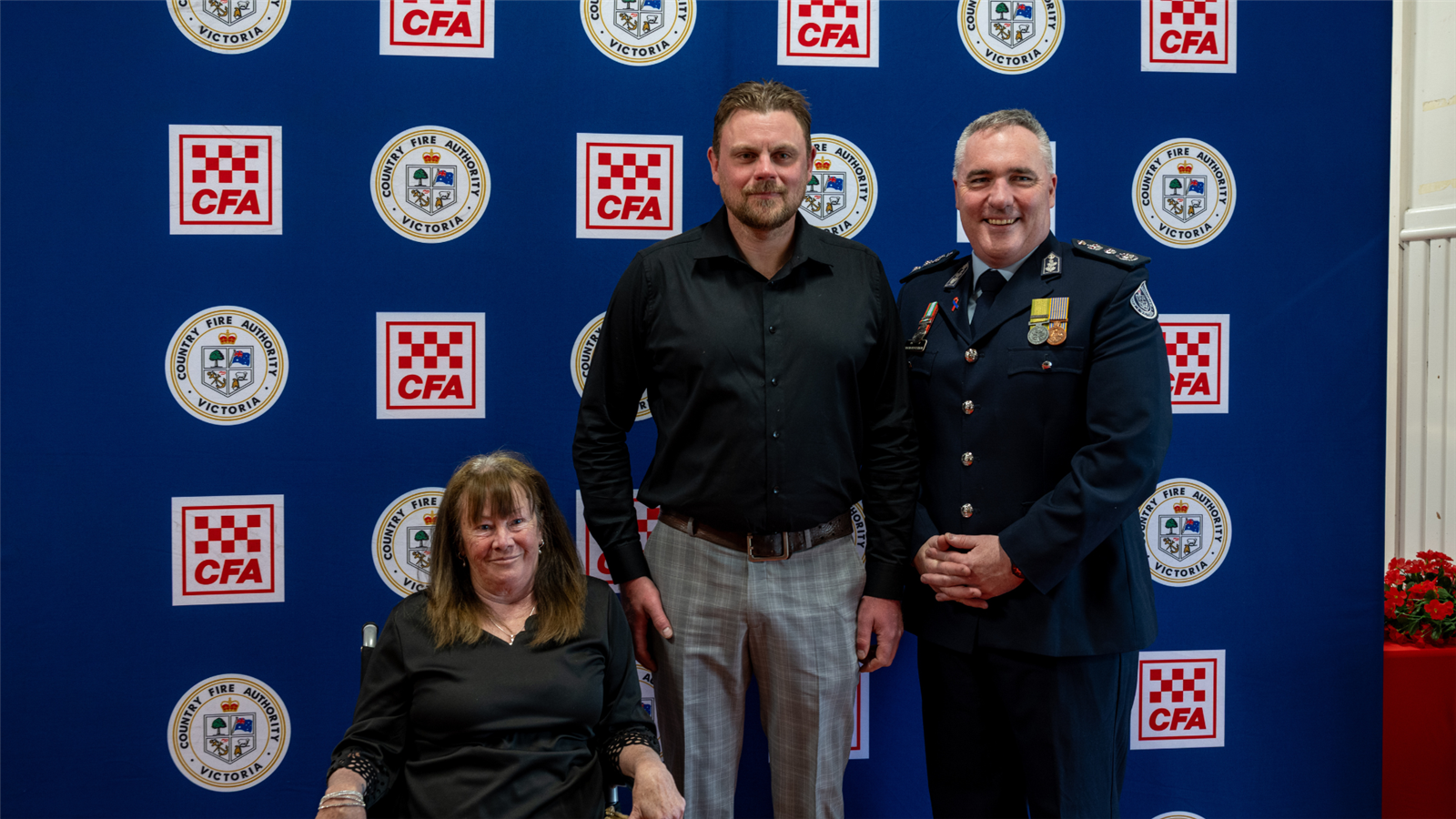 Nikki Gill, Jon Croft and CFA Chief Officer Jason Heffernan Nikki Gill, Jon Croft and CFA Chief Officer Jason Heffernan